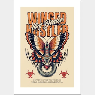 Winged Hustler Hug Dealer Snake Butterfly Posters and Art